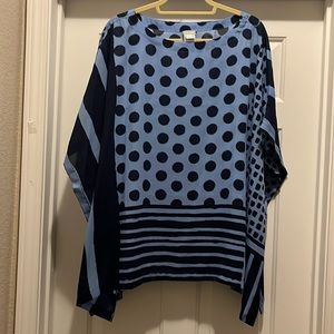 Chicos light blue and navy blue poncho